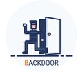Filled Line Icons Style. Hacker Cyber crime attack Backdoor for web design, ui, ux, mobile web, ads, magazine, book, poster