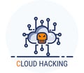 Filled Line Icons Style. Hacker Cyber crime attack Cloud Hacking for web design, ui, ux, mobile web, ads, magazine, book, poster