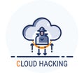 Filled Line Icons Style. Hacker Cyber crime attack Cloud Hacking for web design, ui, ux, mobile web, ads, magazine, book, poster