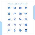 Filled line website icon set, communication and technology vector.