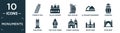 filled monuments icon set. contain flat tower of pisa, palais garnier, burj khalifa, al shaheed monument, cambodia, philippines,