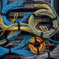 Filled with organized network cables in various colors including Royalty Free Stock Photo