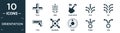 filled orientation icon set. contain flat plus, nine, hand move, five, six, type, maximize, orbit, three, two icons in editable