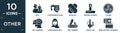 filled other icon set. contain flat null, cook business card, interlock, wooden stamper, 7 other, self learning, arab woman with