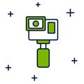 Filled outline Action extreme camera icon isolated on white background. Video camera equipment for filming extreme