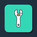 Filled outline Adjustable wrench icon isolated on blue background. Turquoise square button. Vector Royalty Free Stock Photo