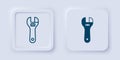 Filled and outline Adjustable wrench icon isolated on grey background. Square button. Vector Royalty Free Stock Photo