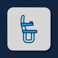 Filled outline Airplane seat icon isolated on blue background. Vector