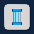 Filled outline Ancient column icon isolated on blue background. Vector Royalty Free Stock Photo