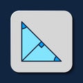 Filled outline Angle bisector of a triangle icon isolated on blue background. Vector