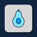 Filled outline Avocado fruit icon isolated on blue background. Vector