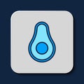 Filled outline Avocado fruit icon isolated on blue background. Vector