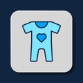 Filled outline Baby clothes icon isolated on blue background. Baby clothing for baby girl and boy. Baby bodysuit. Vector Royalty Free Stock Photo