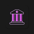 Filled outline Bank building icon isolated on black background. Flat filled outline style with shadow. Vector Royalty Free Stock Photo