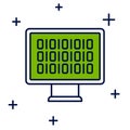 Filled outline Binary code icon isolated on white background. Vector Royalty Free Stock Photo