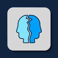 Filled outline Bipolar disorder icon isolated on blue background. Vector Royalty Free Stock Photo