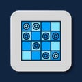 Filled outline Board game of checkers icon isolated on blue background. Ancient Intellectual board game. Chess board