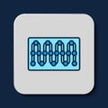 Filled outline Board game icon isolated on blue background. Vector