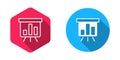 Filled and outline Board with graph chart icon isolated with long shadow background. Report text file icon. Accounting