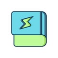 Filled outline Book about electricity icon isolated on white background. Flat filled outline style with shadow. Vector Royalty Free Stock Photo