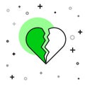 Filled outline Broken heart or divorce icon isolated on white background. Love symbol. Happy Valentines day. Vector