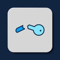 Filled outline Broken key icon isolated on blue background. Vector