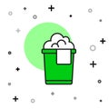 Filled outline Bucket with foam and bubbles icon isolated on white background. Cleaning service concept. Vector