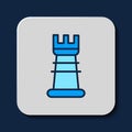 Filled outline Business strategy icon isolated on blue background. Chess symbol. Game, management, finance. Vector