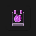 Filled outline Calendar with autumn leaves icon isolated on black background. Flat filled outline style with shadow