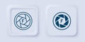 Filled and outline Camera shutter icon isolated on grey background. Square button. Vector