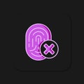 Filled outline Cancelled fingerprint icon isolated on black background. Access denied for user concept. Error, fraud
