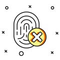 Filled outline Cancelled fingerprint icon isolated on white background. Access denied for user concept. Error, fraud