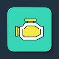 Filled outline Check engine icon isolated on blue background. Turquoise square button. Vector