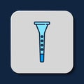 Filled outline Clarinet icon isolated on blue background. Musical instrument. Vector