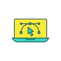 Filled outline Computer display with vector design program icon isolated on isolated on white background. Photo editor Royalty Free Stock Photo