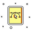 Filled outline Computer display with vector design program icon isolated on isolated on white background. Photo editor Royalty Free Stock Photo