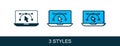 Filled outline Computer display with vector design program icon isolated on isolated on white background. Photo editor Royalty Free Stock Photo