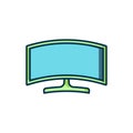 Filled outline Computer monitor icon isolated on white background. PC component sign. Flat filled outline style with