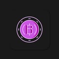 Filled outline Cryptocurrency coin Bitcoin icon isolated on black background. Physical bit coin. Blockchain based secure