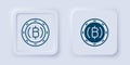 Filled and outline Cryptocurrency coin Bitcoin icon isolated on grey background. Physical bit coin. Blockchain based