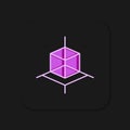 Filled outline 3d modeling icon isolated on black background. Augmented reality or virtual reality. Flat filled outline