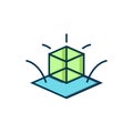 Filled outline 3d modeling icon isolated on white background. Augmented reality or virtual reality. Flat filled outline