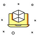 Filled outline 3d modeling icon isolated on white background. Augmented reality or virtual reality. Flat filled outline