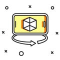 Filled outline 3d modeling icon isolated on white background. Augmented reality or virtual reality. Flat filled outline