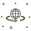 Filled outline 3d modeling icon isolated on white background. Augmented reality or virtual reality. Flat filled outline
