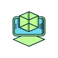 Filled outline 3d modeling icon isolated on white background. Augmented reality or virtual reality. Flat filled outline