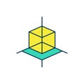 Filled outline 3d modeling icon isolated on white background. Augmented reality or virtual reality. Vector Royalty Free Stock Photo