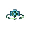 Filled outline 360 degree view icon isolated on white background. Virtual reality. Angle 360 degree camera. Panorama