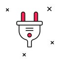 Filled outline Electric plug icon isolated on white background. Concept of connection and disconnection of the Royalty Free Stock Photo