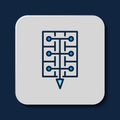 Filled outline Evacuation plan icon isolated on blue background. Fire escape plan. Vector